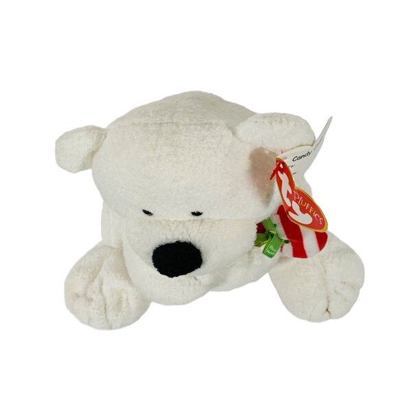 TY Pluffies Christmas Polar Bear Stuffed Animal Candy Cane White Plush Teddy - Picture 4 of 10